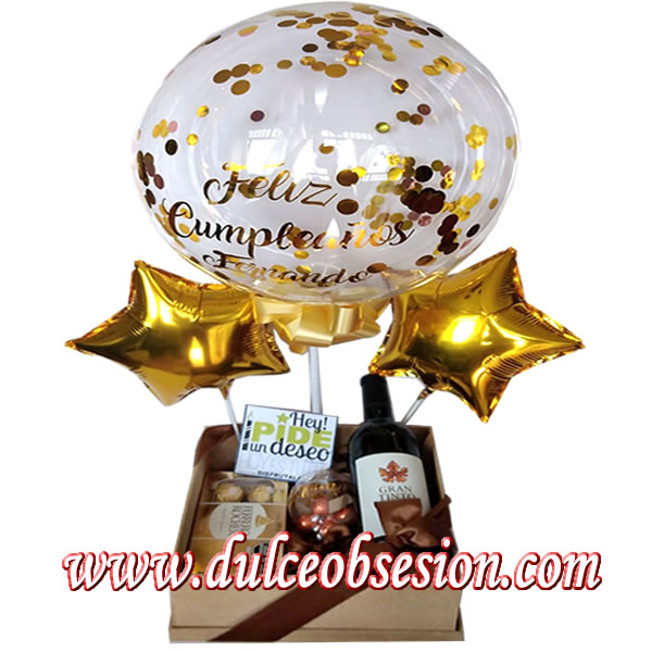 gifts for birthdays, gifts with wine, personalized gift, personalized glass, Ferrero choclates, gifts with balloons, Peru gifts, gift delivery in lima peru