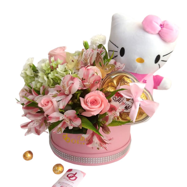 women's day gifts, gifts for women, floral arrangement, Peru roses, Hello Kitty, box with roses, birthday gift, pink, Peru Florist, Lima Surprises, Surprise Peru, mother's day gifts, Lima gifts, Peru gifts